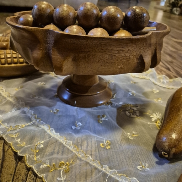 Wooden Fruit Bowl Decor MCM Vintage - Picture 3 of 16